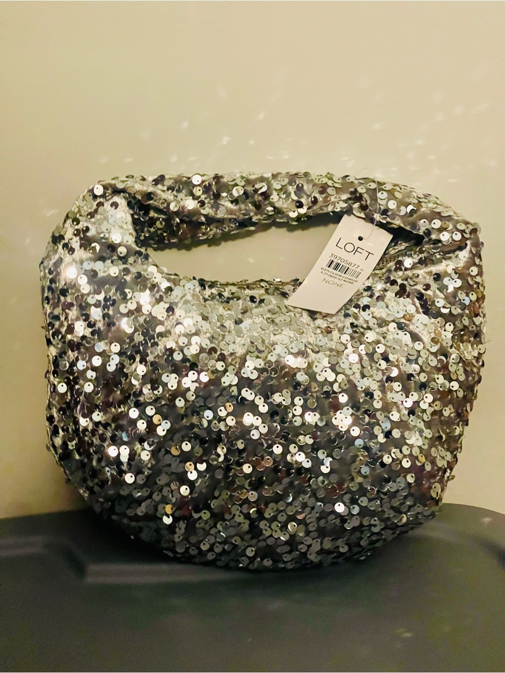 LOFT Silver Sequin Hobo Bag